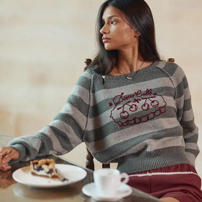 Margot Stripe Knit-Grey