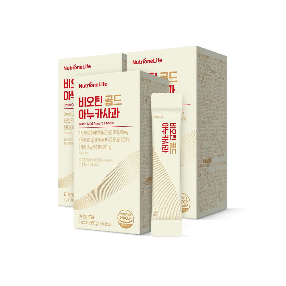 뉴트리원 비오틴 골드 아누카사과 3박스 3개월분 맥주효모