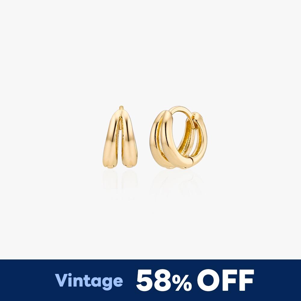 14KGF 심플 투링 투라인 원터치 귀걸이