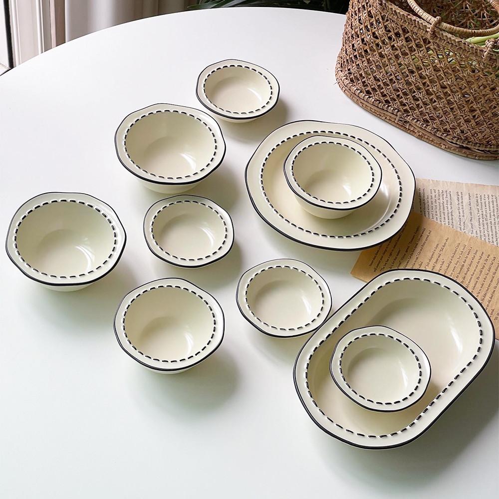 [단독배송] 어글리 도트 도자기 접시 식기 10종 세트  집들이선물 답례품