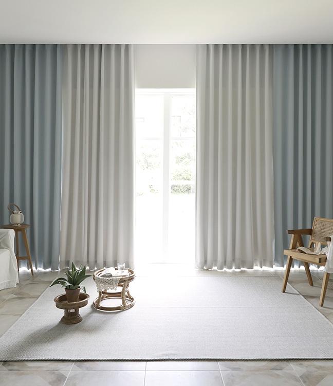 [2장세트] 오슬로 솔리드 거실 방한 암막커튼