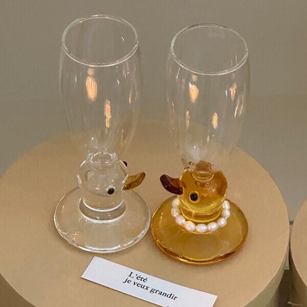 큐티덕 진주 글라스 샴페인 잔