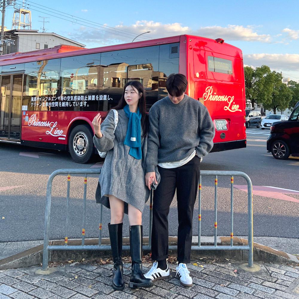 보네 브이니트 원피스 n 바네사 라운드 니트 커플시밀러룩