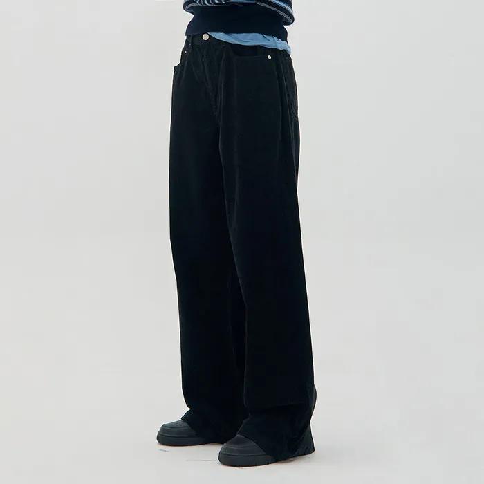 CORDUROY LOOSE-FIT PANTS_BLACK_LC254PT03BK