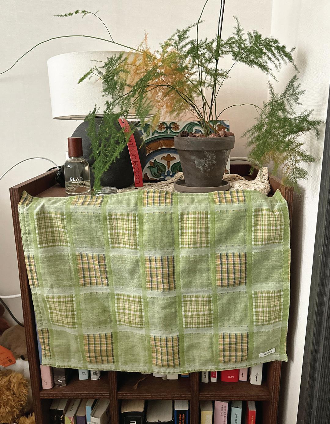 패치체크 그린 키친크로스