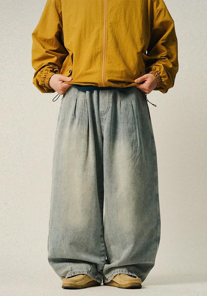 [당일출고/중청흑청M흑청XL3월초 입고예정/기획상품, 28800원] NR Balloon Banding Denim Pants