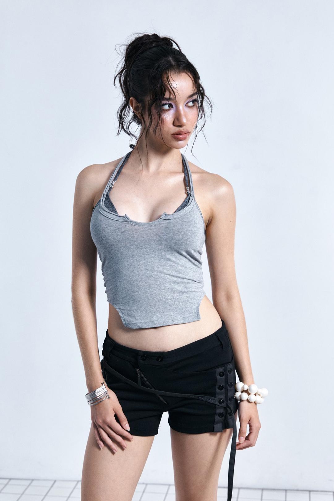 Tana Button Shorts (Deep Black)