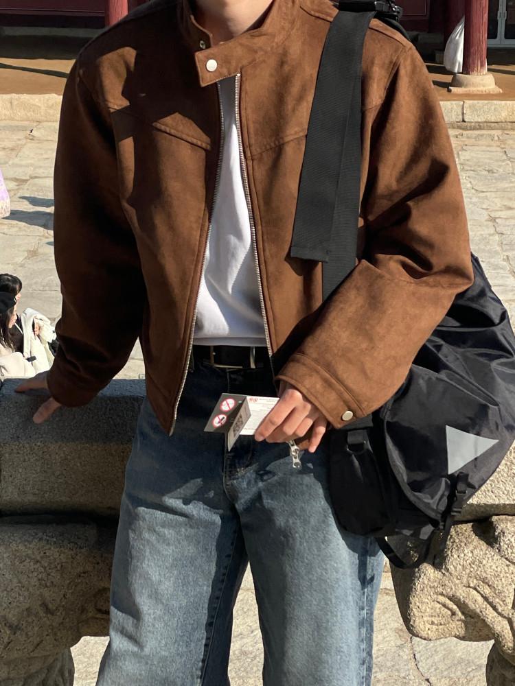 남자 디바이 투웨이 바이커 스웨이드자켓