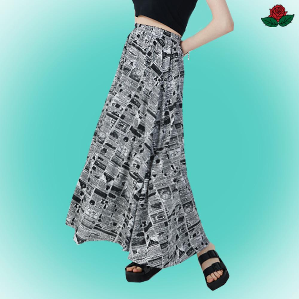 [CP] 쿨링 흑백 그래픽  밴딩 롱스커트 [BLACK] 롱치마 ver.