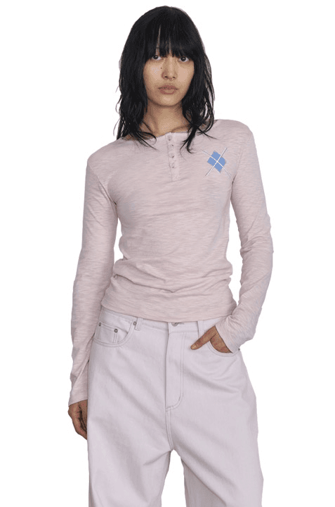 Argyle Henley Tee, Blush