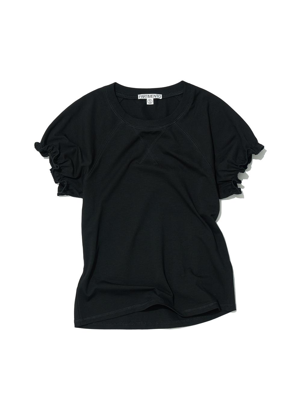 [WOMEN] RAGLAN PUFF SHORT SLEEVE TEE_BLACK