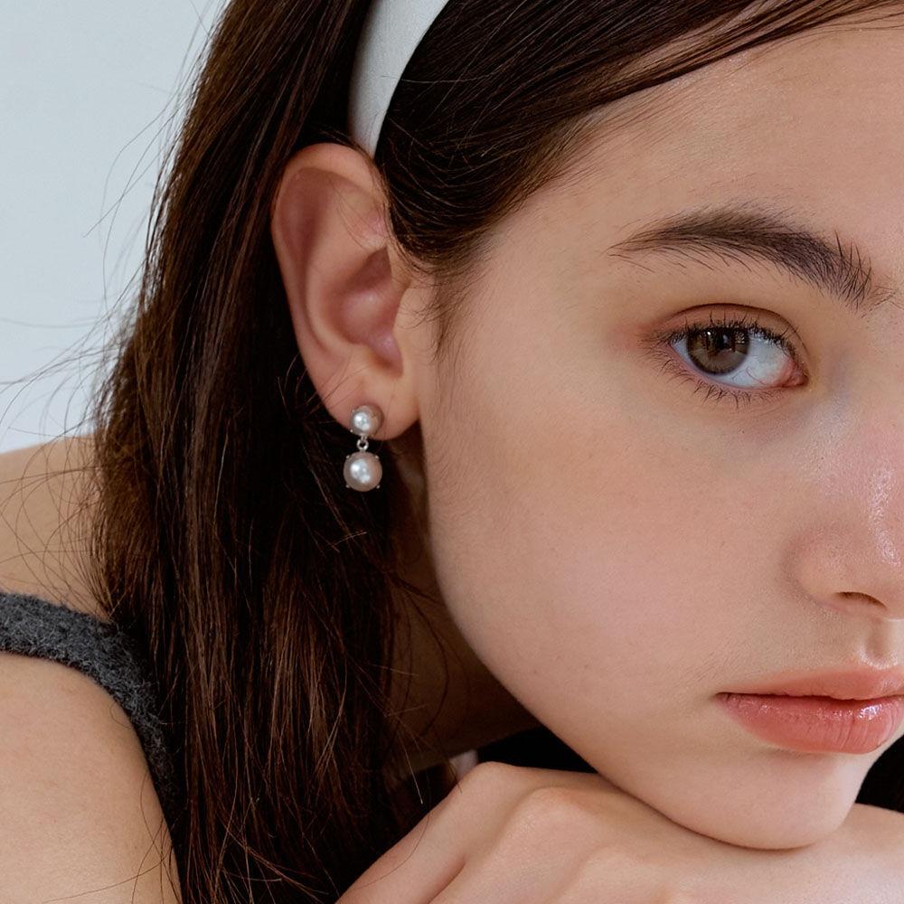 double swa pearl drop earring