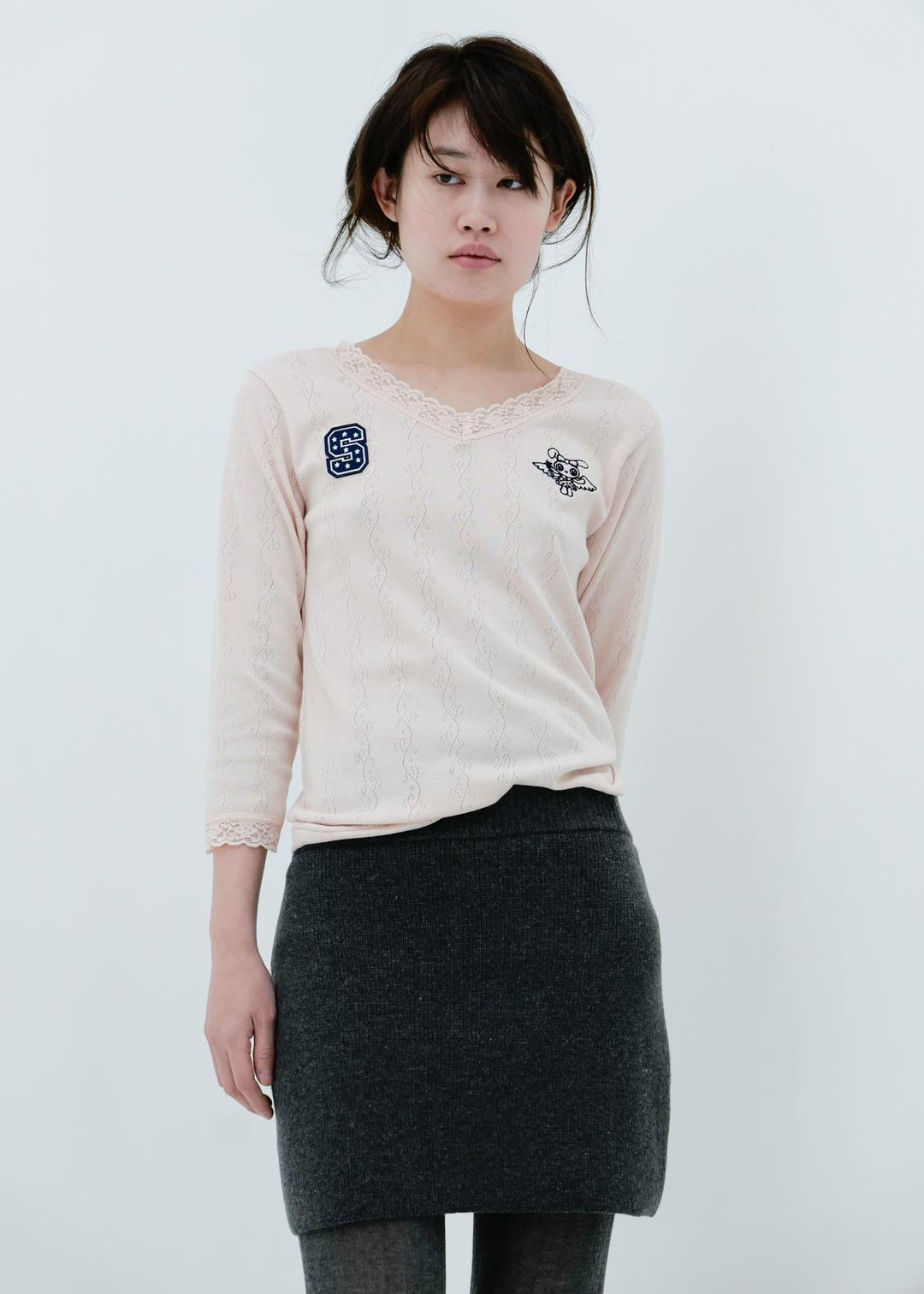 I DON'T KNOW LACE TOP in peach