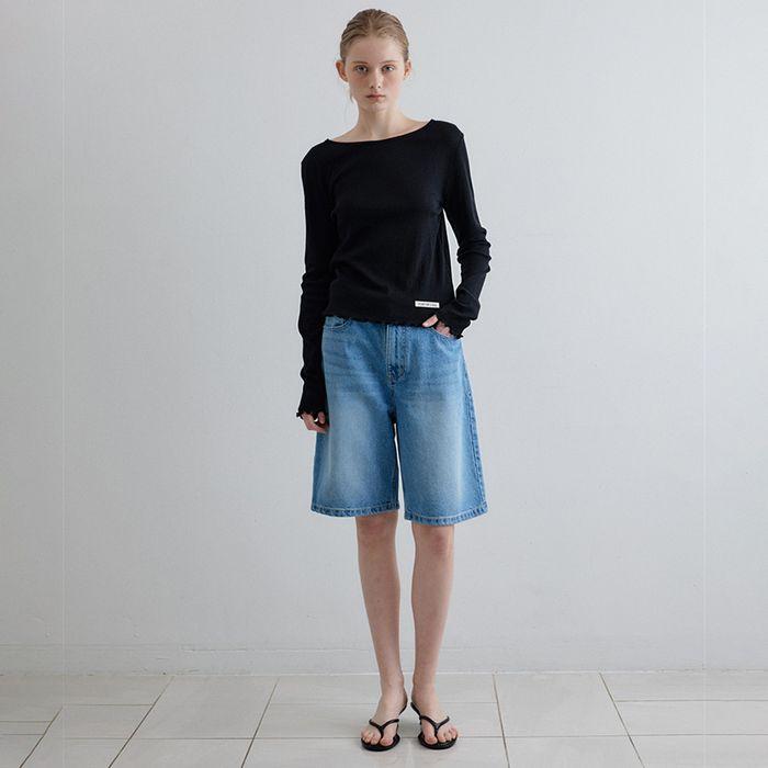 renee frill long sleeve top_black