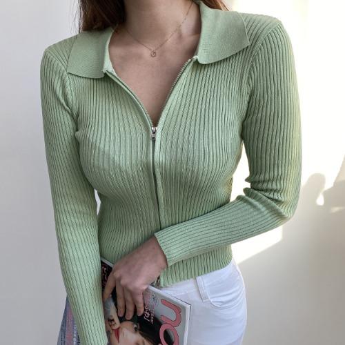 5color 파스텔 집업 골지 티셔츠