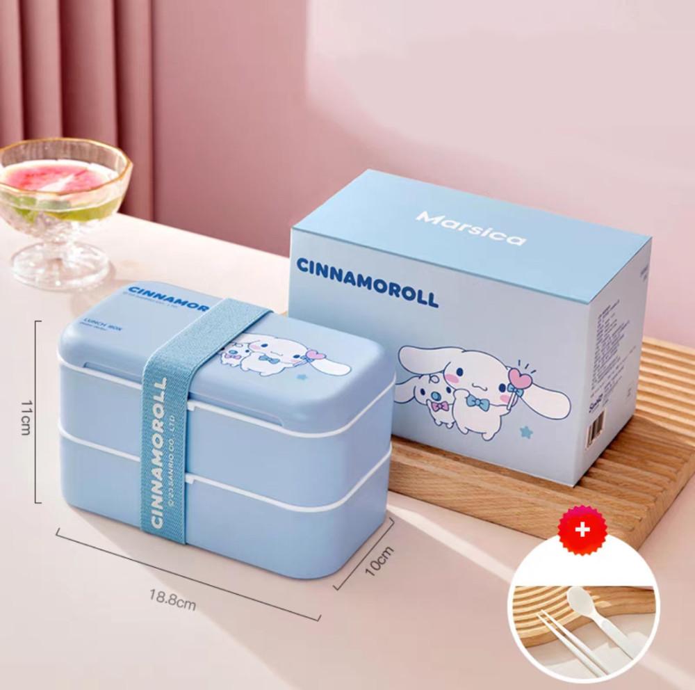 시나모롤 도시락통 산리오 캐릭터 2단 런치박스 소풍 수저세트