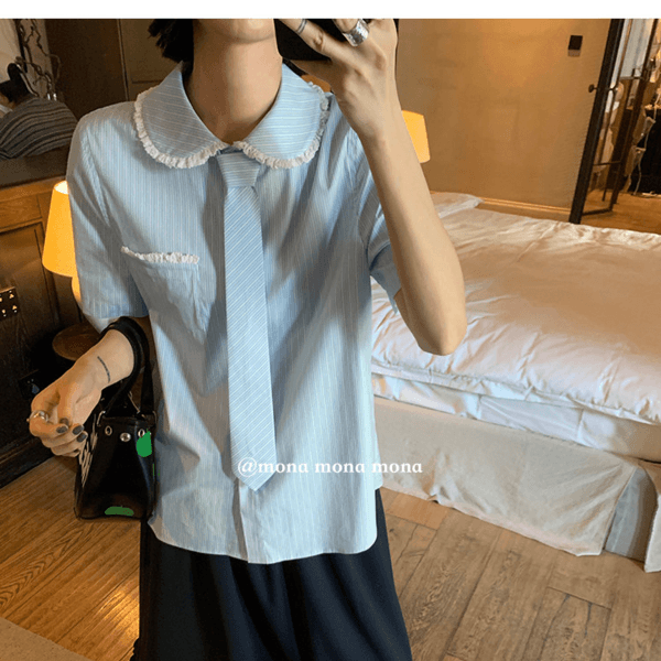 MONARTW Classic Baby Collar College Style Tie Shirt