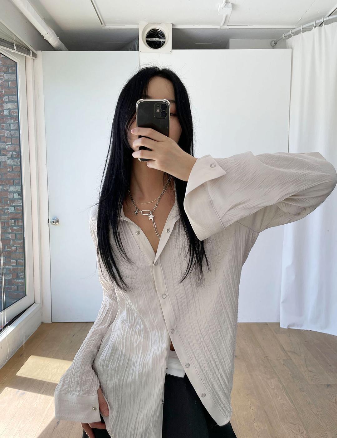 wrinkle snap shirt (3color)