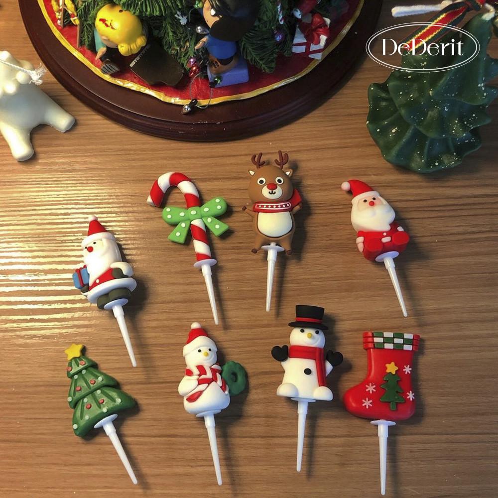 데데리트 귀여운 크리스마스 연말 파티 산타 루돌프 트리 눈사람 케이크 데코픽 토퍼 장식