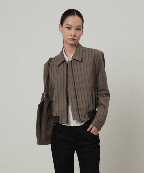 (W) 베일리 트위드 스트라이프 자켓 브라운