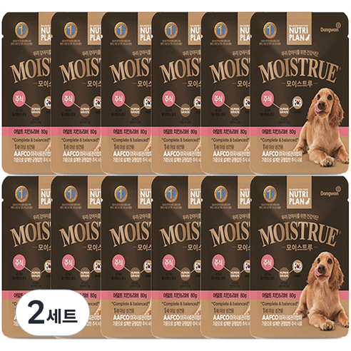 동원 뉴트리플랜 1세 이상 성견 어덜트 모이스트루 독 주식사료 12p, 치킨 + L테아닌, 960g, 2세트 - 습식사료 | 쿠팡