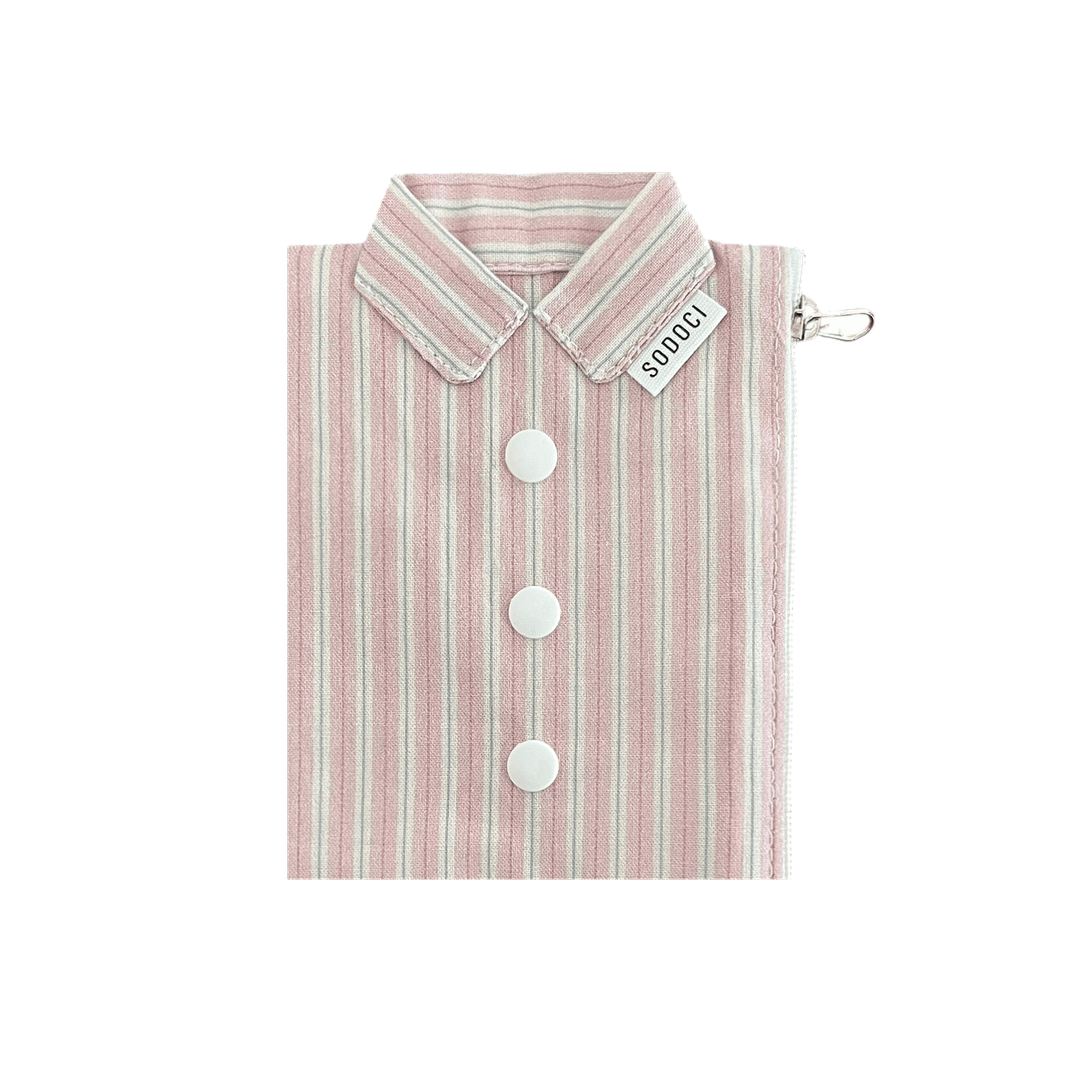 COTTON PINK STRIPE SHIRTS POUCH S