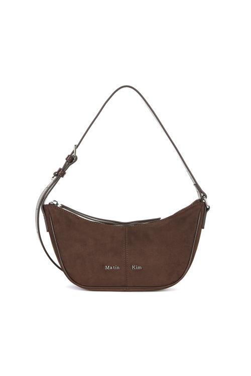 SUEDE MINI ARC HOBO BAG IN BROWN