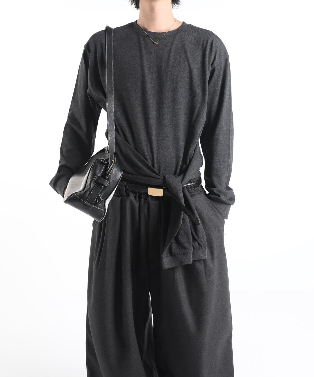 FRENCH KNOT LONG SLEEVE (charcoal)