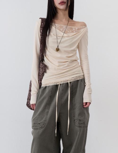 lace layered drape tee