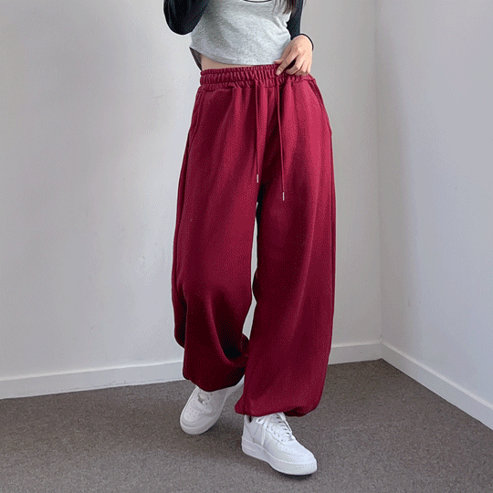 [벌룬핏/6color] 트렌디한 힙무드, 비비드 고퀄 3단 쭈리 와이드 밴딩 롱 조거 팬츠 #댄서 #스트릿 #힙걸 #유니크 #아메카지]비비조거팬츠