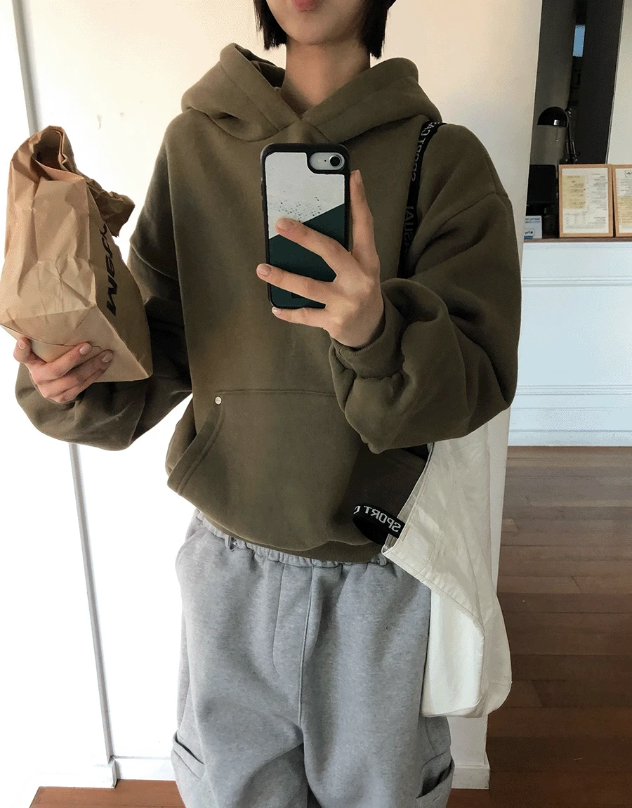 [양기모] 로로 볼트 리벳 기모 후드 (3color)