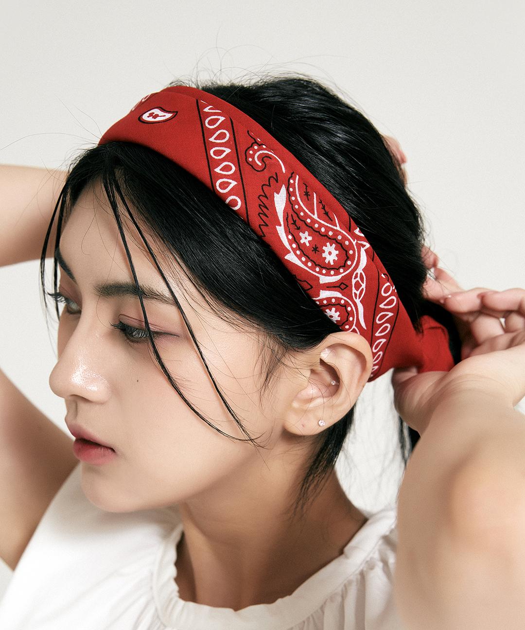 [당일출고] 페이즐리 반다나 헤어밴드 머리띠 스카프 손수건 BD02