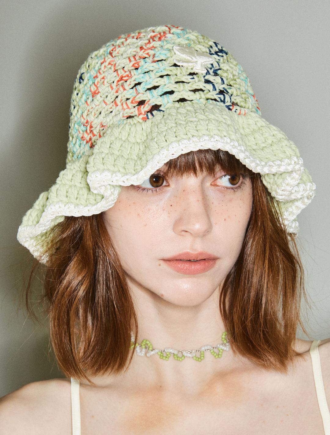 KNIT BUCKET HAT-MELON