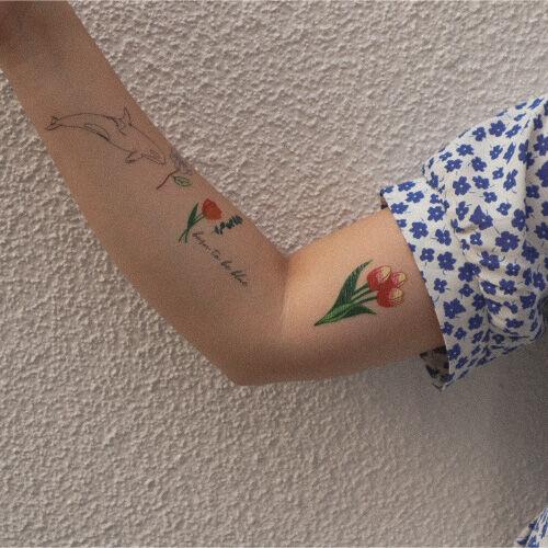 빈티지플라워 타투스티커