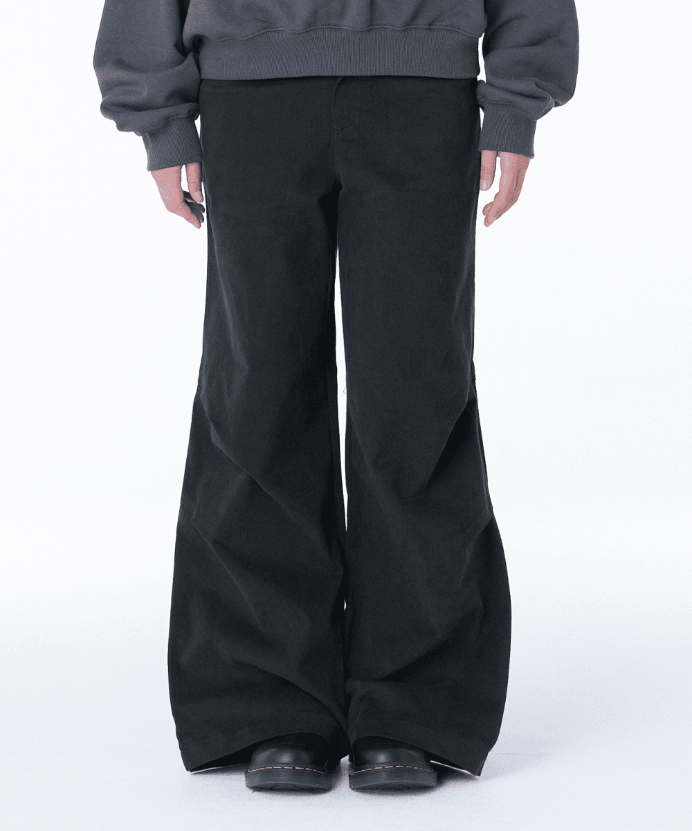 Pintuck wide pants BLACK