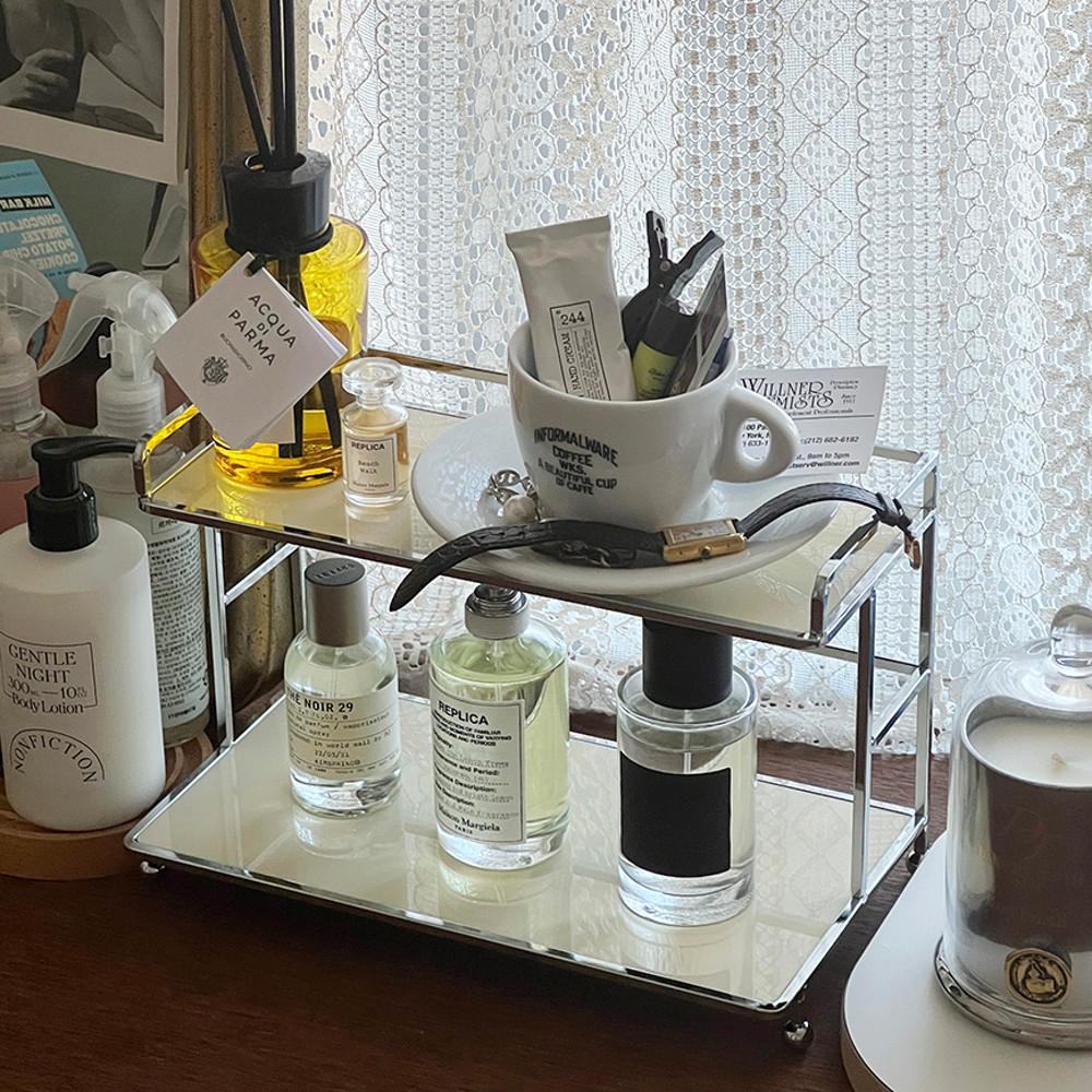 화장품 정리대 2단 모듈 미니 선반 향수 진열대 화장대 정리