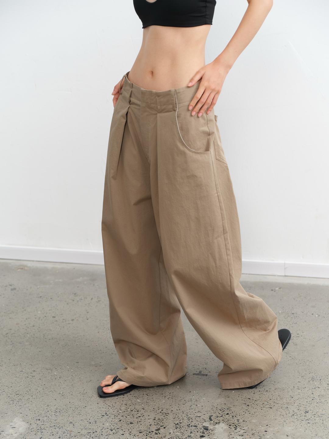 LINY LIBERTY Cotton Pintuck Wide Pants