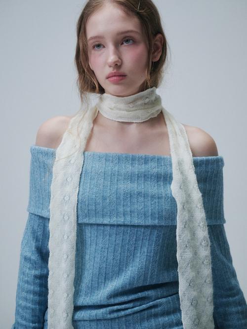 12/3 순차배송 FLUFF LACE SILHOUETTE SCARF, CREAM