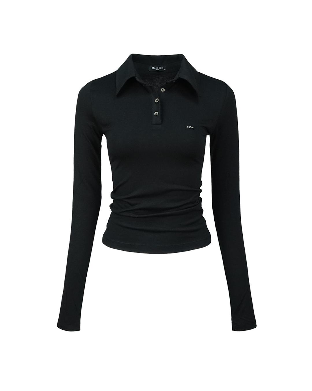 메탈 로고 폴로 롱슬리브 블랙