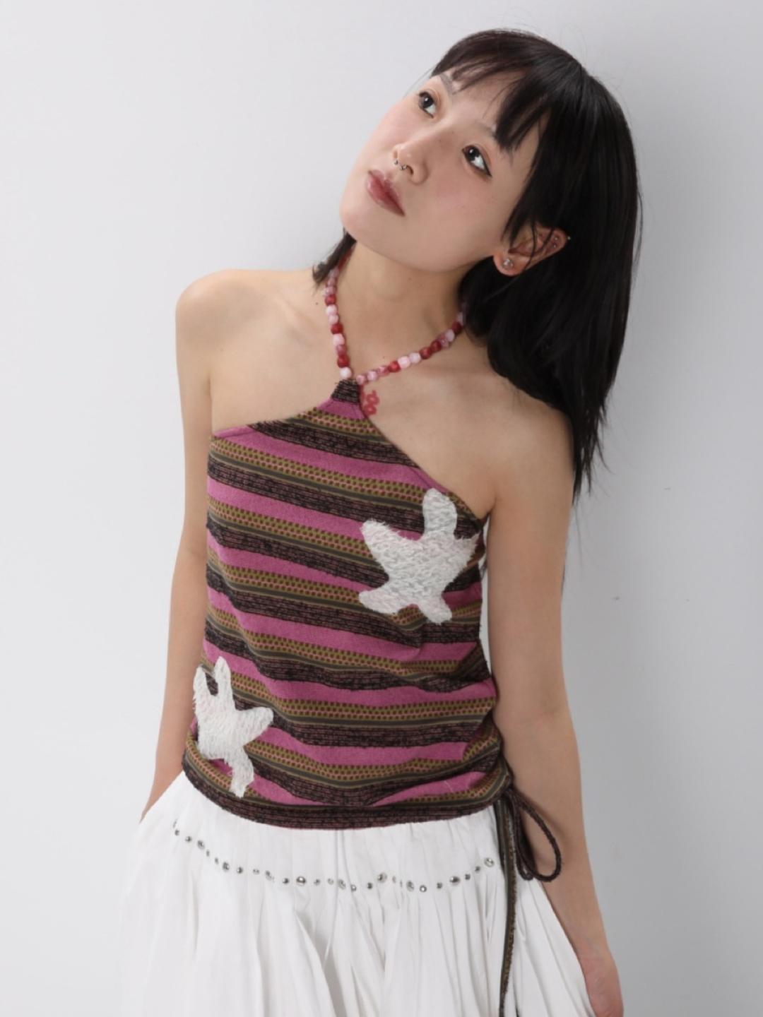 CONFUN Star Beads Halter Top