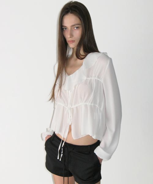 Frill Tiered Blouse, IVORY