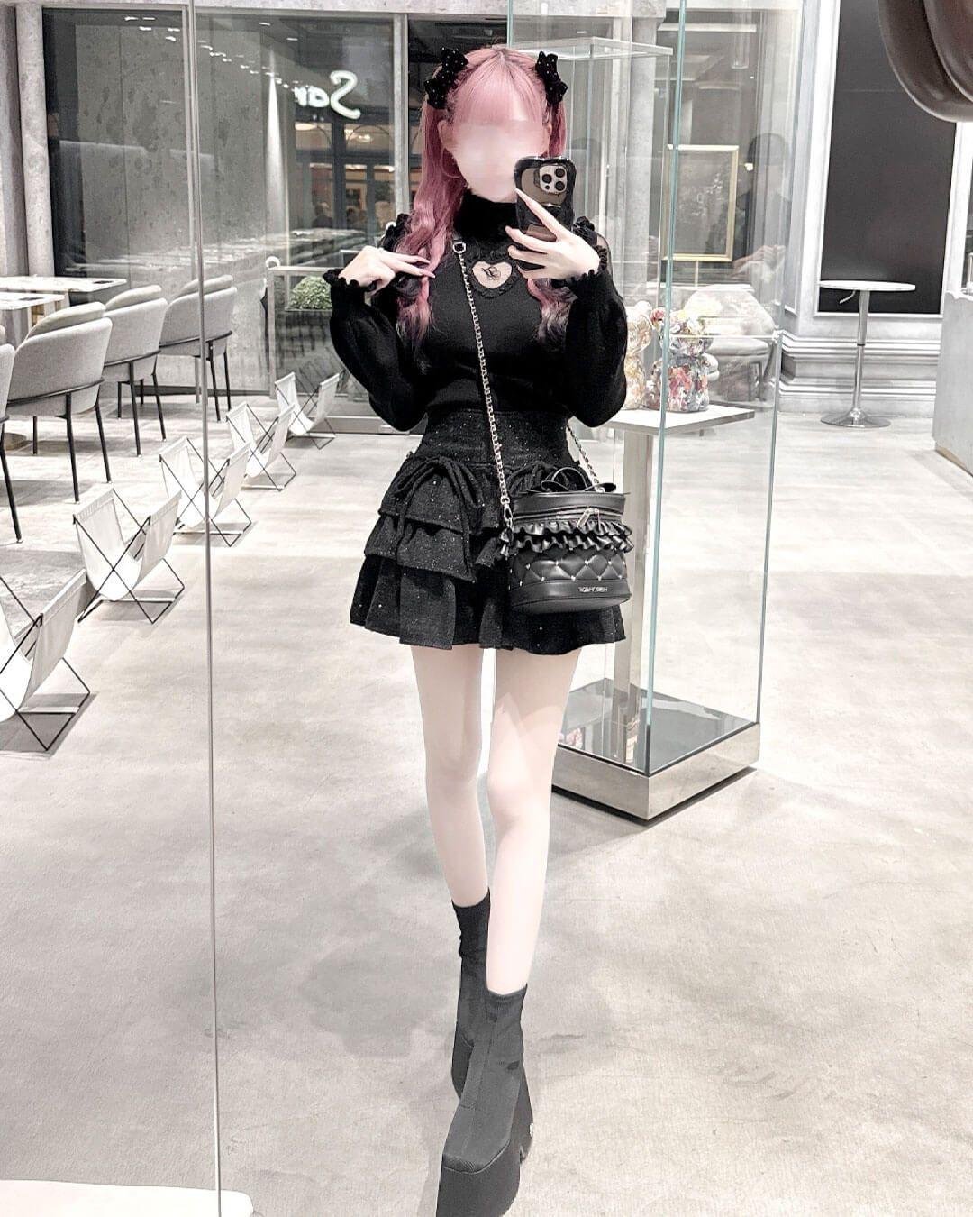 ツイードティアードフリルスカート ブラック | ファッション通販＆メディアMyColor ～マイカラー～