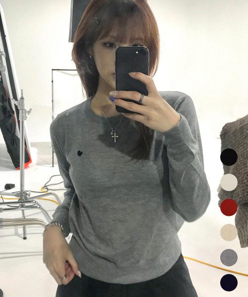 하트심볼 스탠다드 라운드 니트(6color)