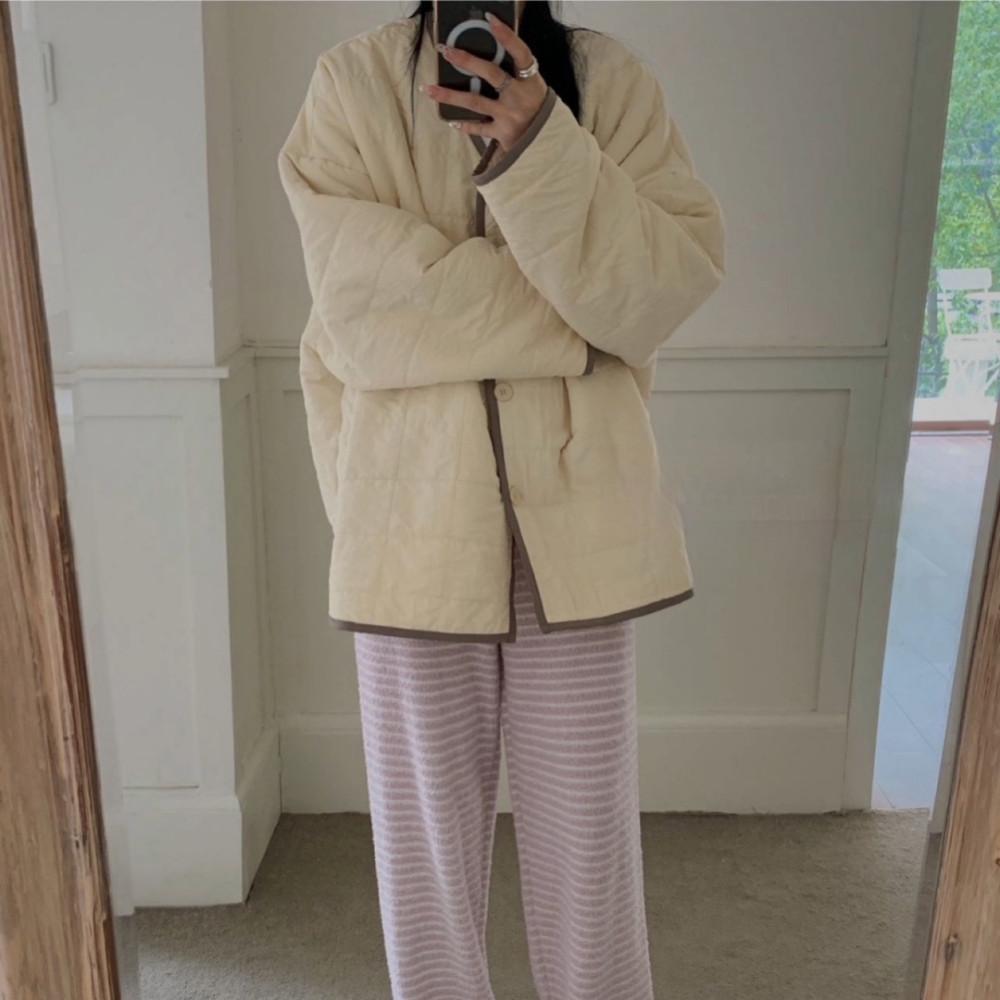 벨리 수면 홈웨어 패딩 가디건 (4colors)