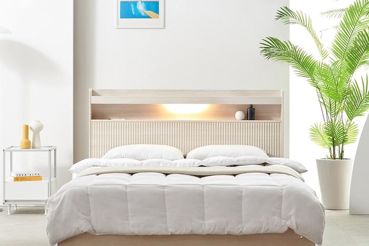 [오집 특별추가혜택]RF 루시아 LED 루바 리노 서랍 침대프레임 SS/Q (매트선택)_D