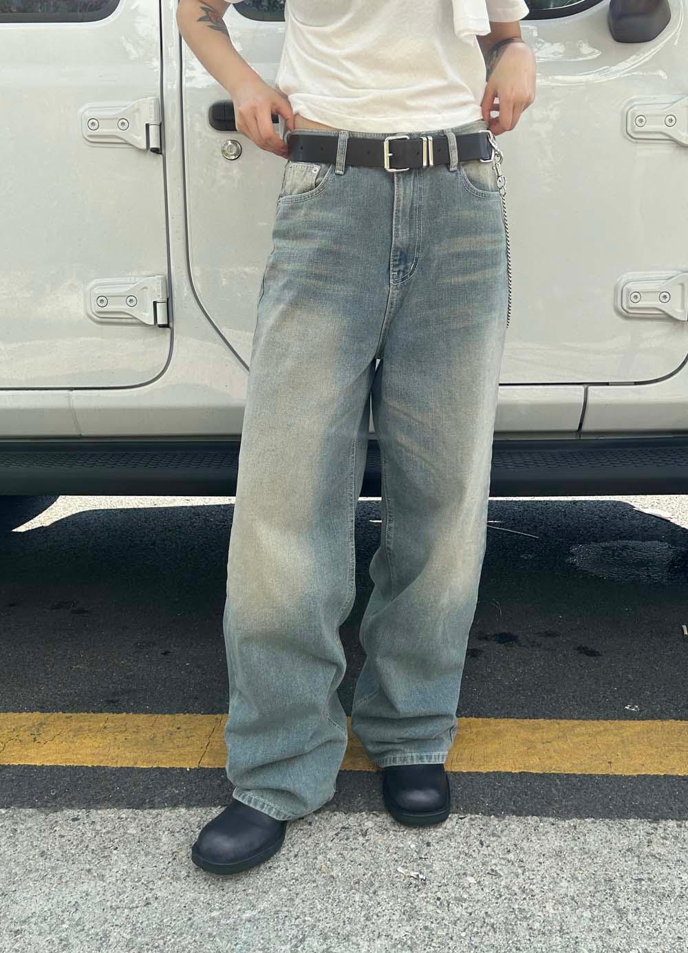 Snow Washing Denim Pants