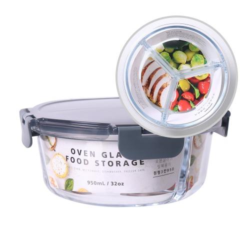 모드니 오븐글라스 원형 3칸 950ml
