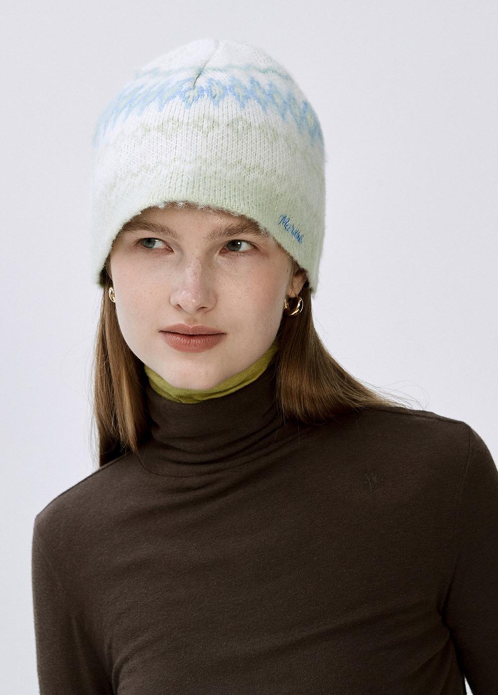 PATTERN BEANIE ivory