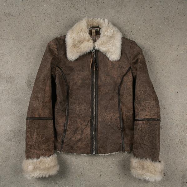 Real Fur Slim-Fit Mouton Jacket 0349 W