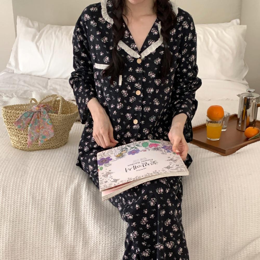 모즈 플라워 잠옷 파자마 세트